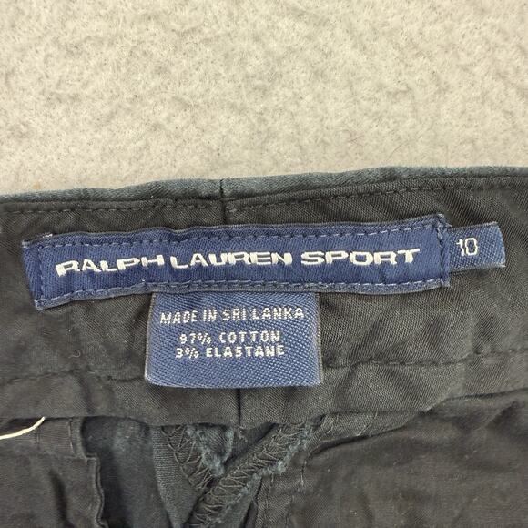 Ralph Lauren Pants Womens 10 Black Straight Leg Chino Cropped Mid Rise Preppy - Picture 9 of 10